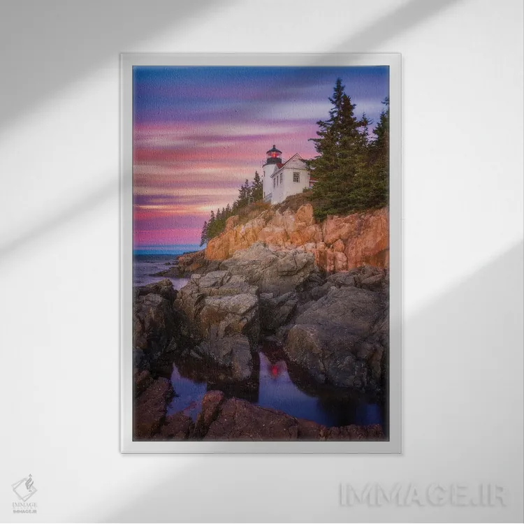 تابلو دکوراتیو طلوع آفتاب در بندر بس اثر دارن وایت فوتوگرافی - نمای قابدار سفید