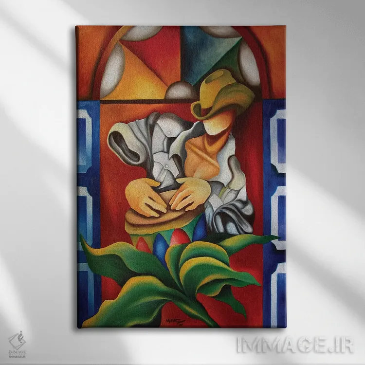 تابلو دکوراتیو طبل و شیشه رنگی اثر دیکسی میگز - نمای روبهرو روی دیوار