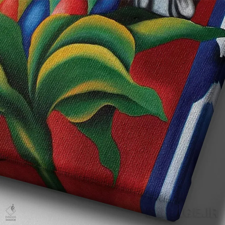 تابلو دکوراتیو طبل و شیشه رنگی اثر دیکسی میگز - نمای نزدیک بافت بوم