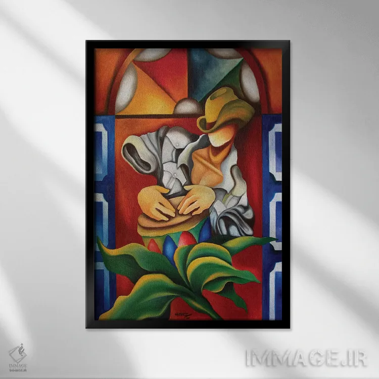 تابلو دکوراتیو طبل و شیشه رنگی اثر دیکسی میگز - نمای قابدار مشکی