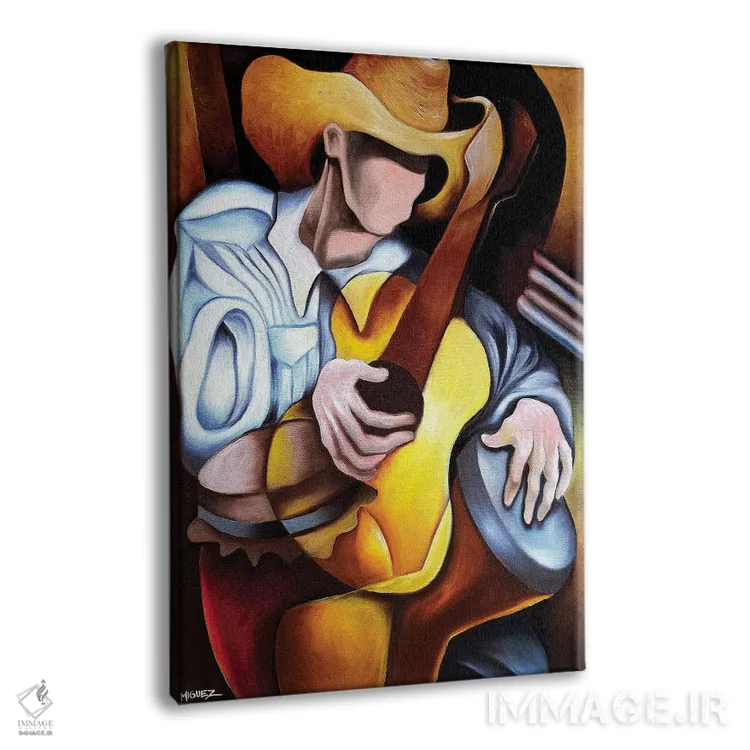 تابلو دکوراتیو آبستره گیتار و طبل اثر دیکسی میگز - نمای پرسپکتیو محصول