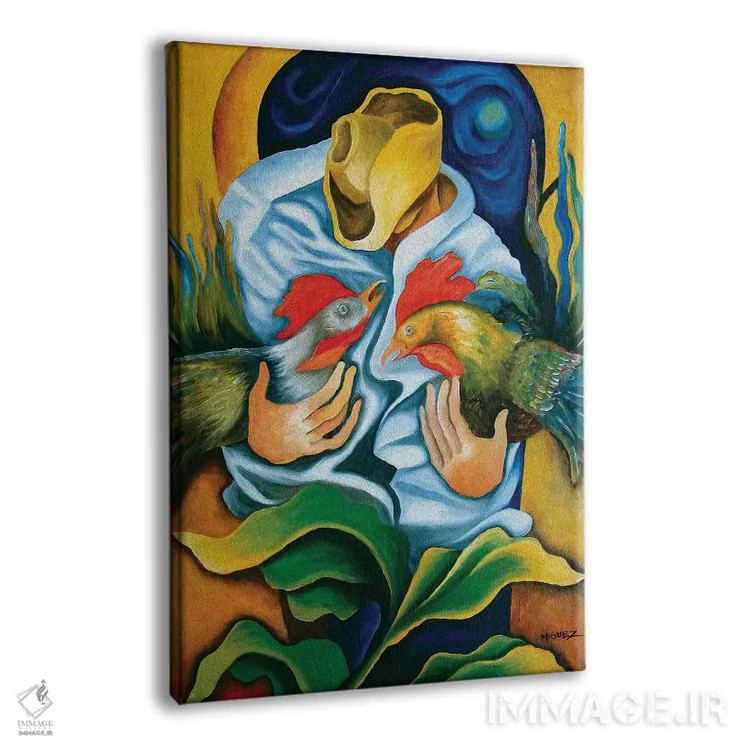 تابلو دکوراتیو گواخیرو با خروس ها اثر دیکسی میگز - نمای پرسپکتیو محصول