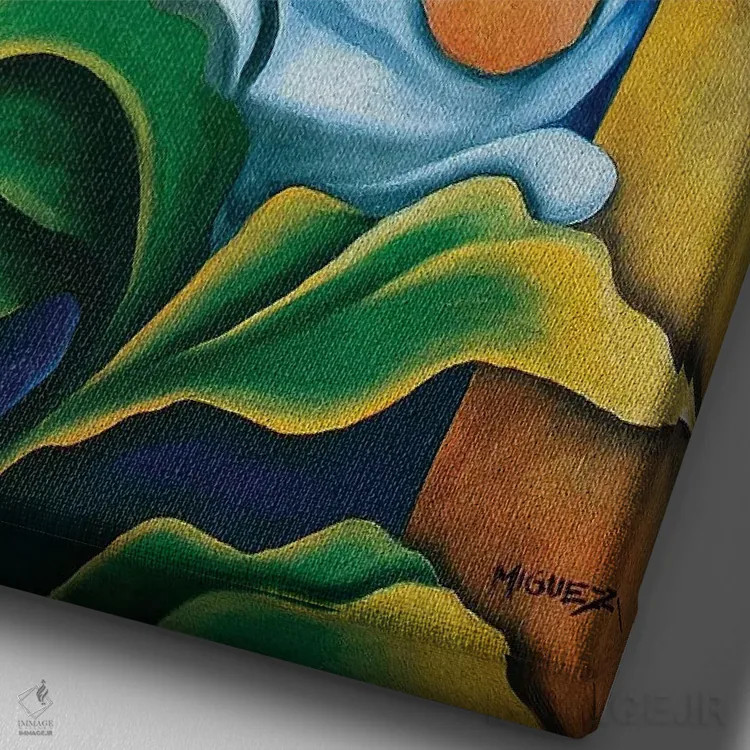 تابلو دکوراتیو گواخیرو با خروس ها اثر دیکسی میگز - نمای نزدیک بافت بوم