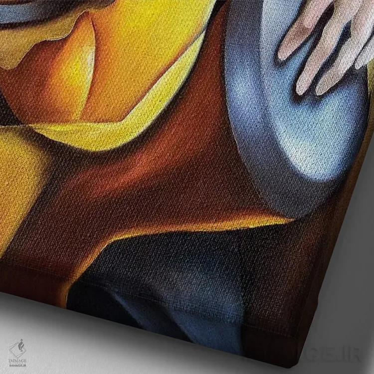 تابلو دکوراتیو آبستره گیتار و طبل اثر دیکسی میگز - نمای نزدیک بافت بوم