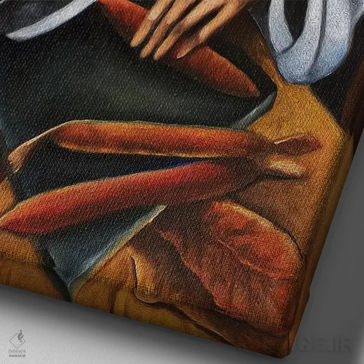 تابلو دکوراتیو ساخت سیگار اثر دیکسی میگز - نمای نزدیک بافت بوم