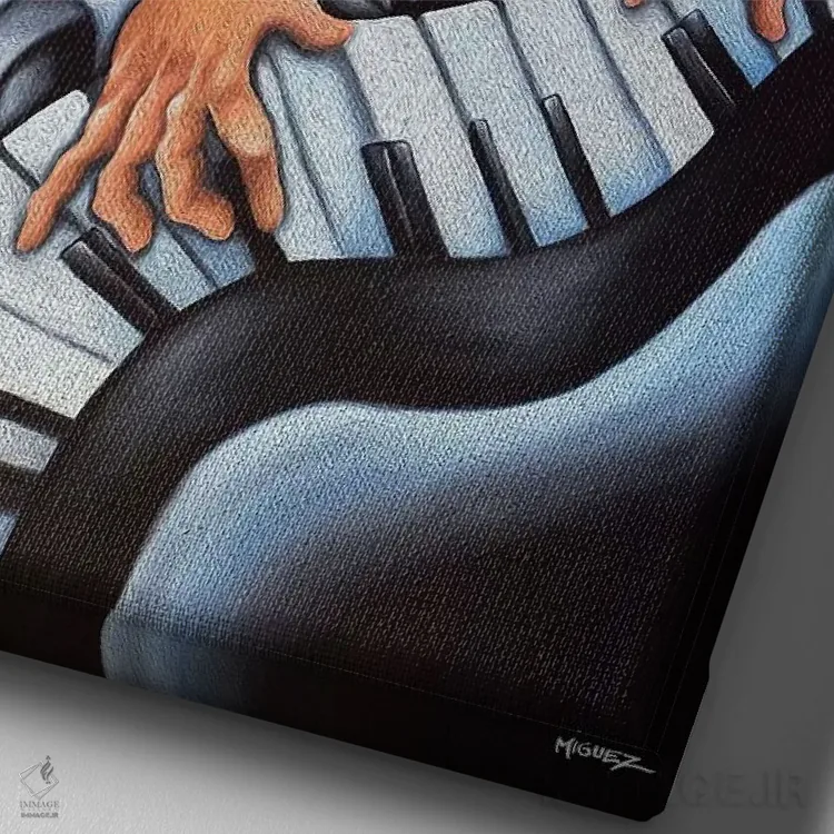 تابلو دکوراتیو پیانوی گواخیرو اثر دیکسی میگز - نمای نزدیک بافت بوم