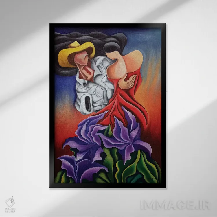 تابلو دکوراتیو رقص عاشقانه اثر دیکسی میگز - نمای قابدار مشکی