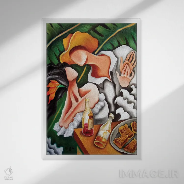 تابلو دکوراتیو مهمانی در روستا اثر دیکسی میگز - نمای قابدار سفید