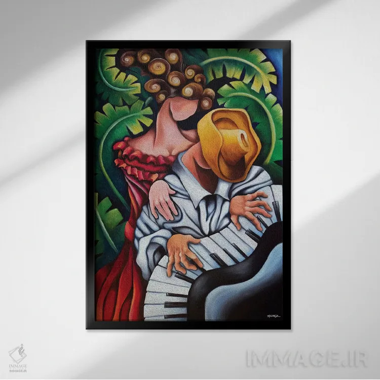 تابلو دکوراتیو پیانوی گواخیرو اثر دیکسی میگز - نمای قابدار مشکی