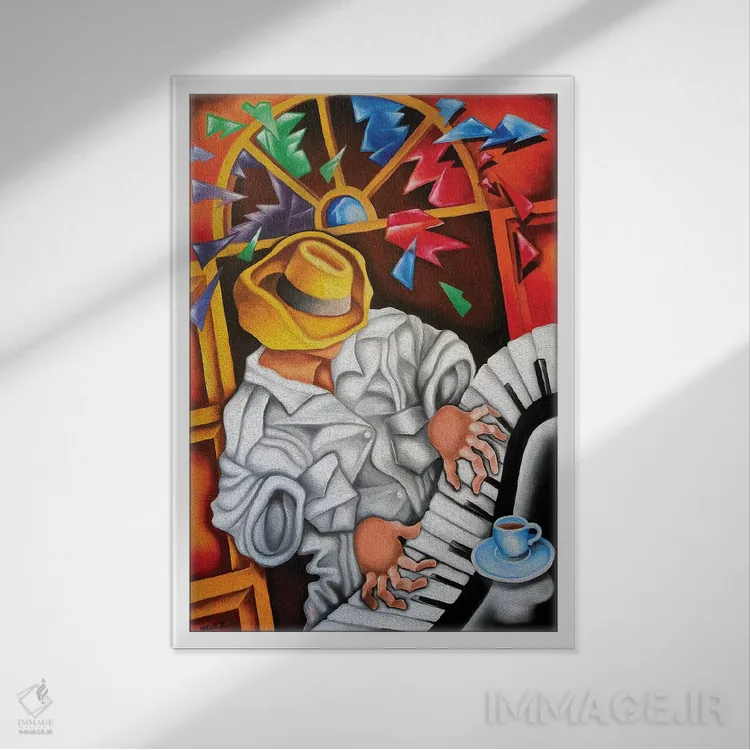 تابلو دکوراتیو پیانوفورته اثر دیکسی میگز - نمای قابدار سفید