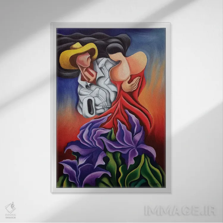 تابلو دکوراتیو رقص عاشقانه اثر دیکسی میگز - نمای قابدار سفید