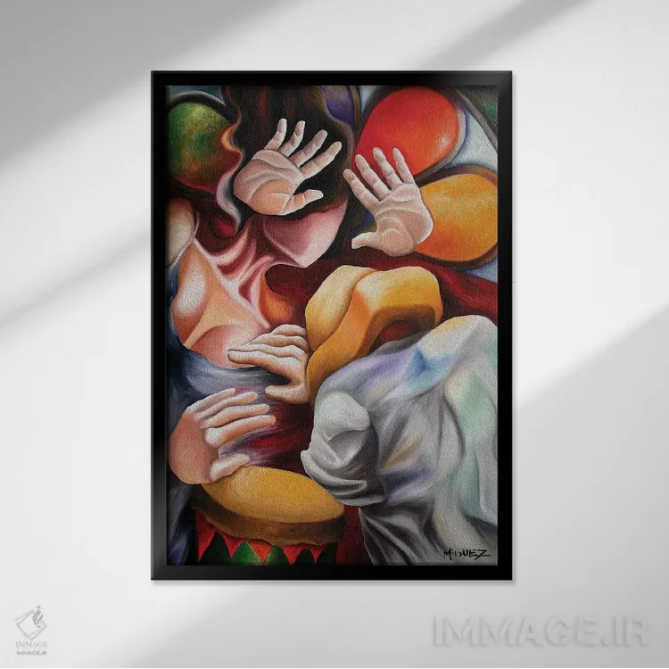 تابلو دکوراتیو رومبا اثر دیکسی میگز - نمای قابدار مشکی