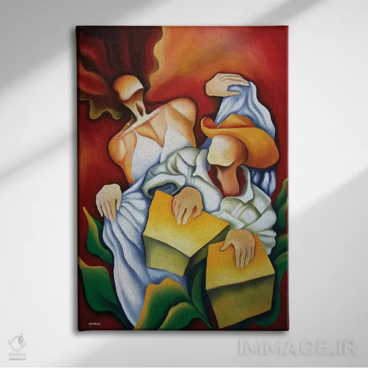 تابلو دکوراتیو رومبا با کاخون اثر دیکسی میگز - نمای روبهرو روی دیوار