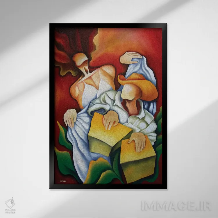 تابلو دکوراتیو رومبا با کاخون اثر دیکسی میگز - نمای قابدار مشکی