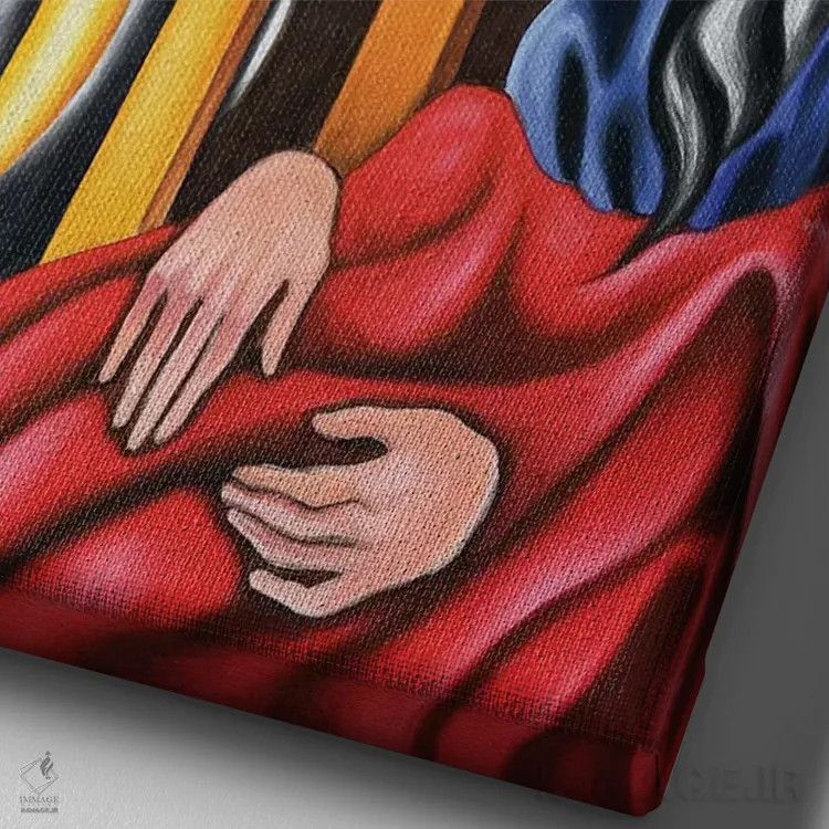 تابلو دکوراتیو نشسته اثر دیکسی میگز - نمای نزدیک بافت بوم