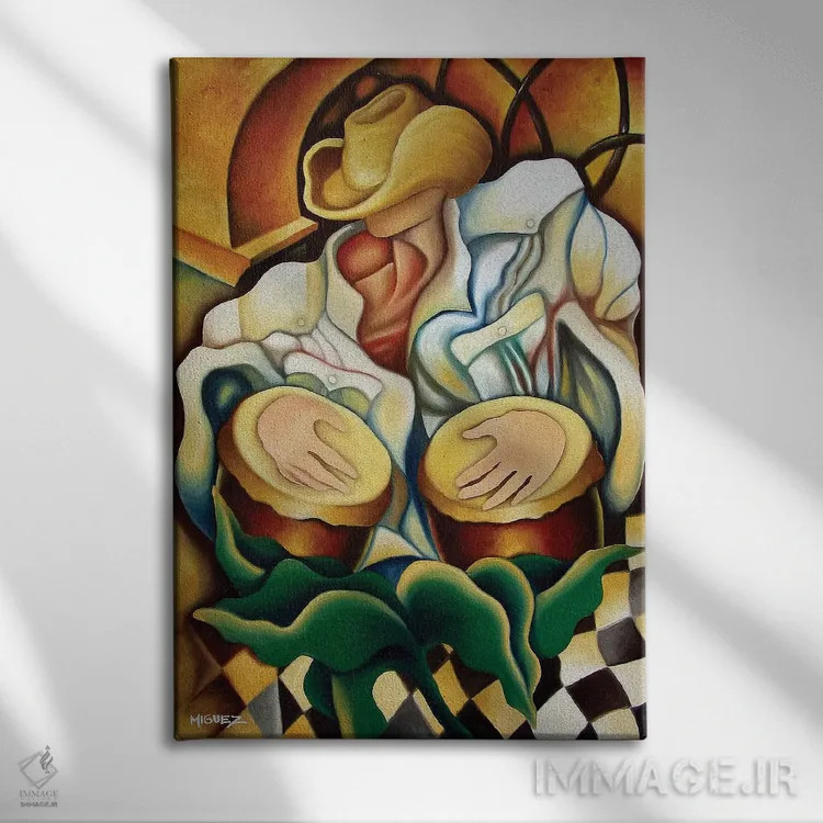 تابلو دکوراتیو بونگوها اثر دیکسی میگز - نمای روبهرو روی دیوار