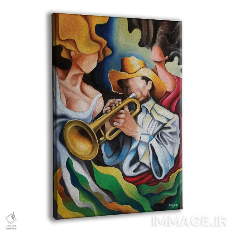 تابلو دکوراتیو الهه های ترومپت اثر دیکسی میگز - نمای پرسپکتیو محصول