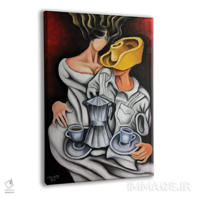 تابلو دکوراتیو قهوه و قهوه ساز اثر دیکسی میگز - نمای پرسپکتیو محصول