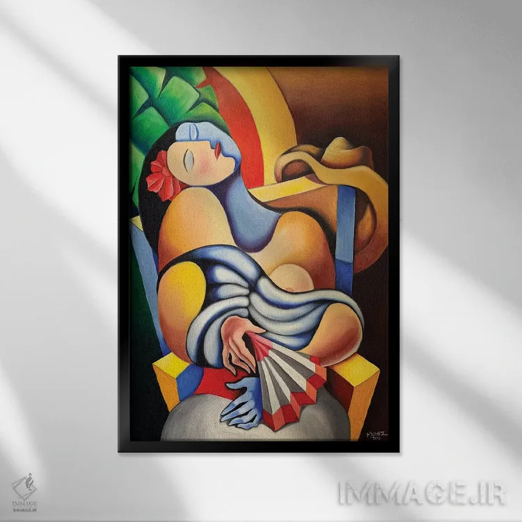 تابلو دکوراتیو چرت اثر دیکسی میگز - نمای قابدار مشکی