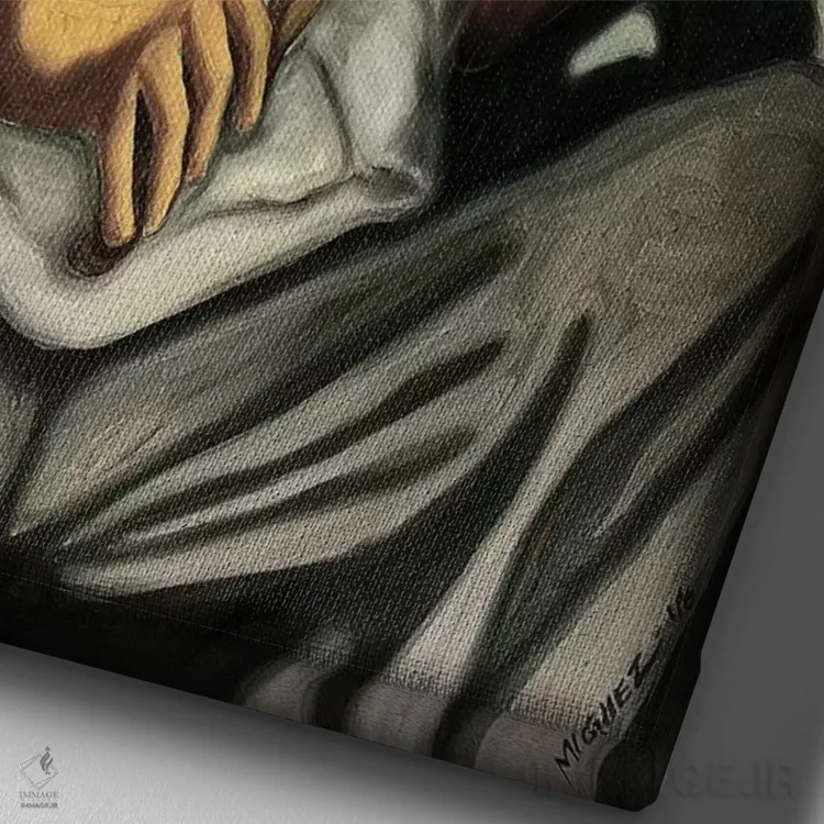 تابلو دکوراتیو نوازنده ویولن اثر دیکسی میگز - نمای نزدیک بافت بوم