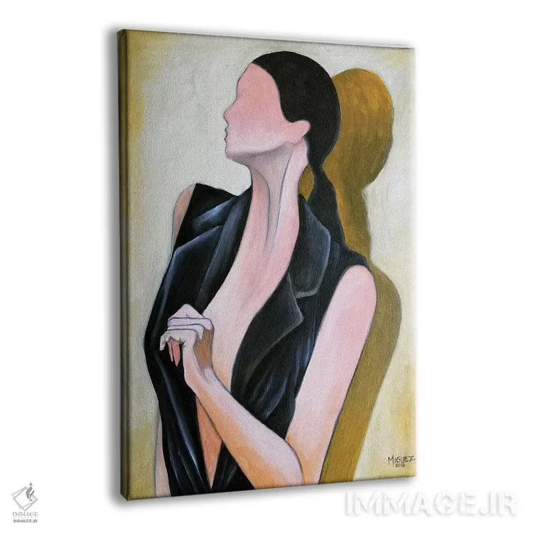 تابلو دکوراتیو مطالعه زن با جلیقه سیاه اثر دیکسی میگز - نمای پرسپکتیو محصول