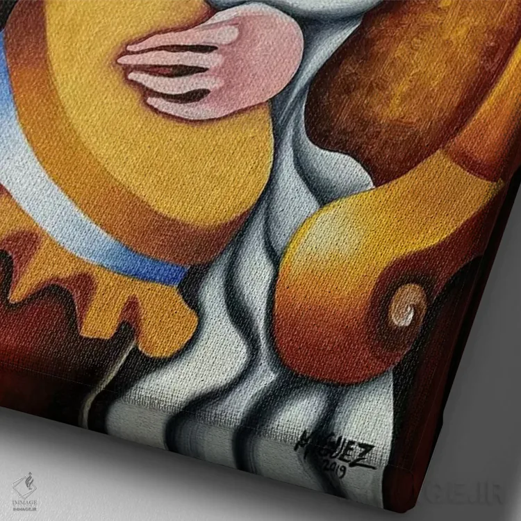 تابلو دکوراتیو استراحت با طبل ها اثر دیکسی میگز - نمای نزدیک بافت بوم