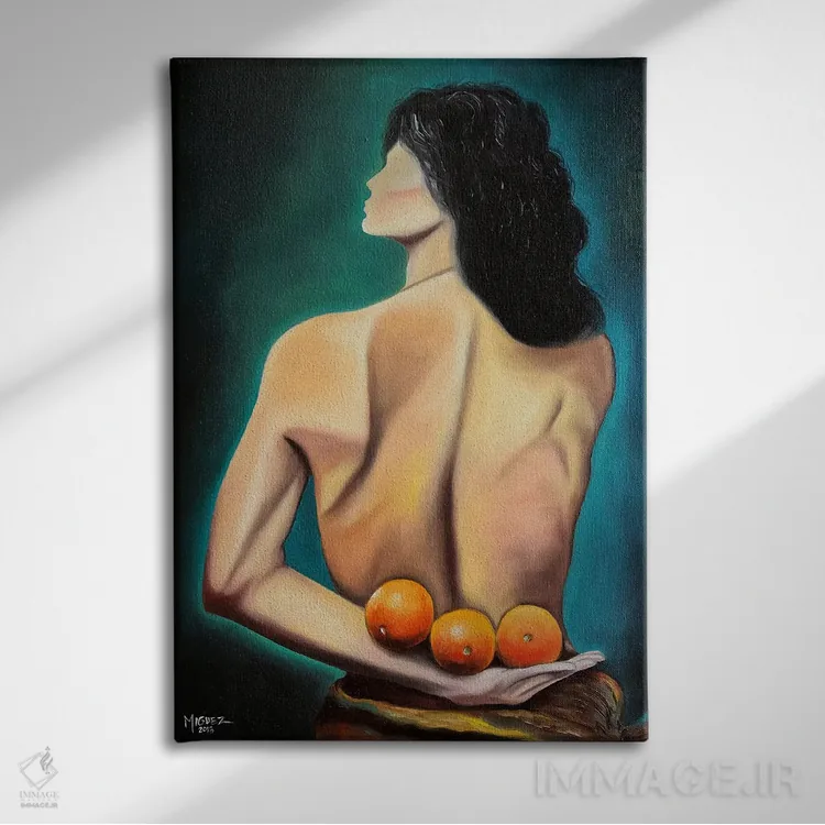 تابلو دکوراتیو سه پرتقال اثر دیکسی میگز - نمای روبهرو روی دیوار