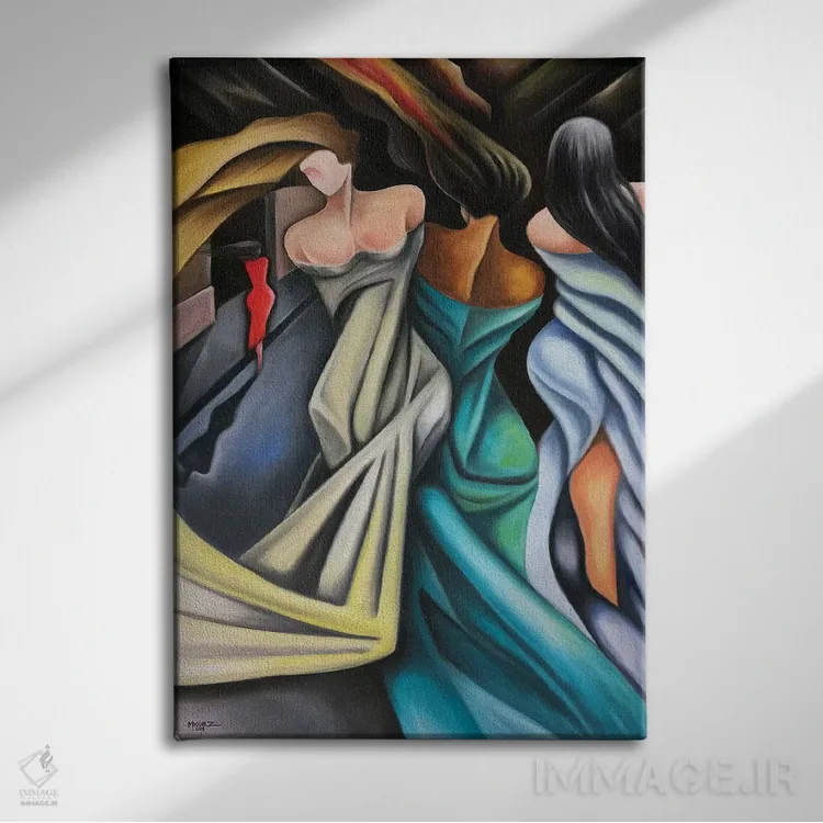 تابلو دکوراتیو لباس قرمز اثر دیکسی میگز - نمای روبهرو روی دیوار