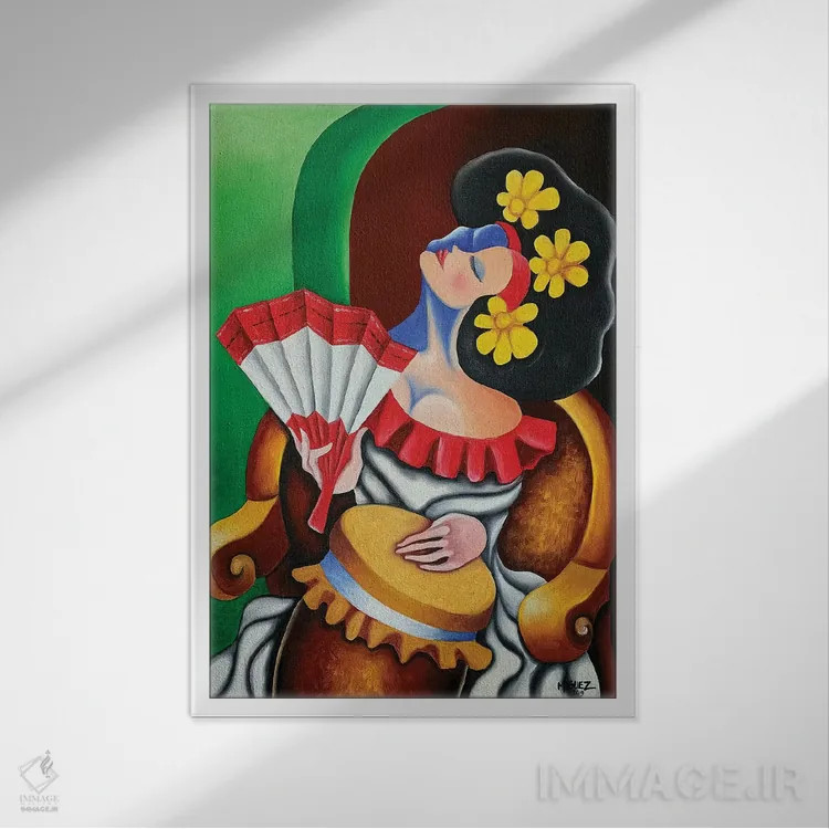 تابلو دکوراتیو استراحت با طبل ها اثر دیکسی میگز - نمای قابدار سفید