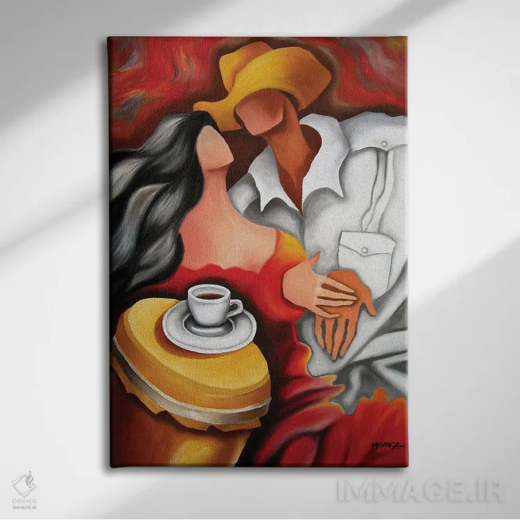 تابلو دکوراتیو رقص قهوه ای اثر دیکسی میگز - نمای روبهرو روی دیوار