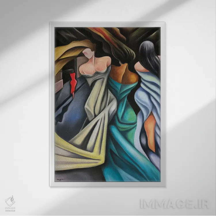 تابلو دکوراتیو لباس قرمز اثر دیکسی میگز - نمای قابدار سفید