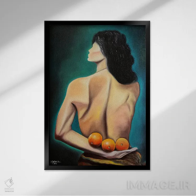 تابلو دکوراتیو سه پرتقال اثر دیکسی میگز - نمای قابدار مشکی