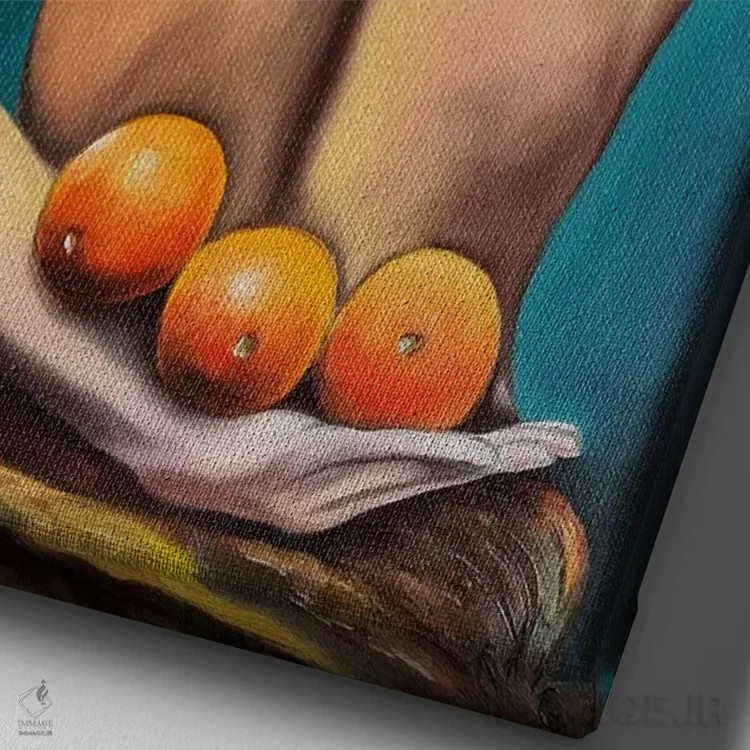 تابلو دکوراتیو سه پرتقال اثر دیکسی میگز - نمای نزدیک بافت بوم