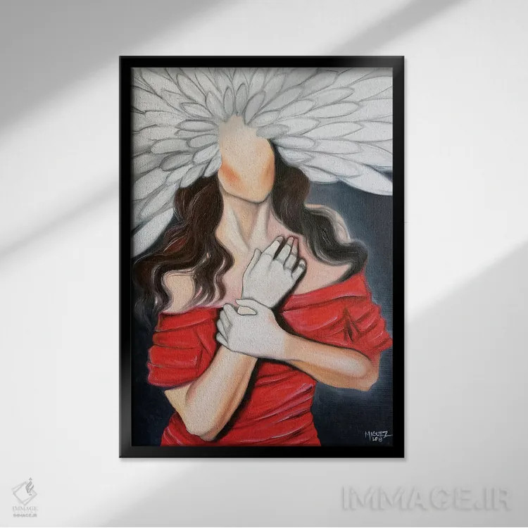 تابلو دکوراتیو بانوی گل سفید اثر دیکسی میگز - نمای قابدار مشکی
