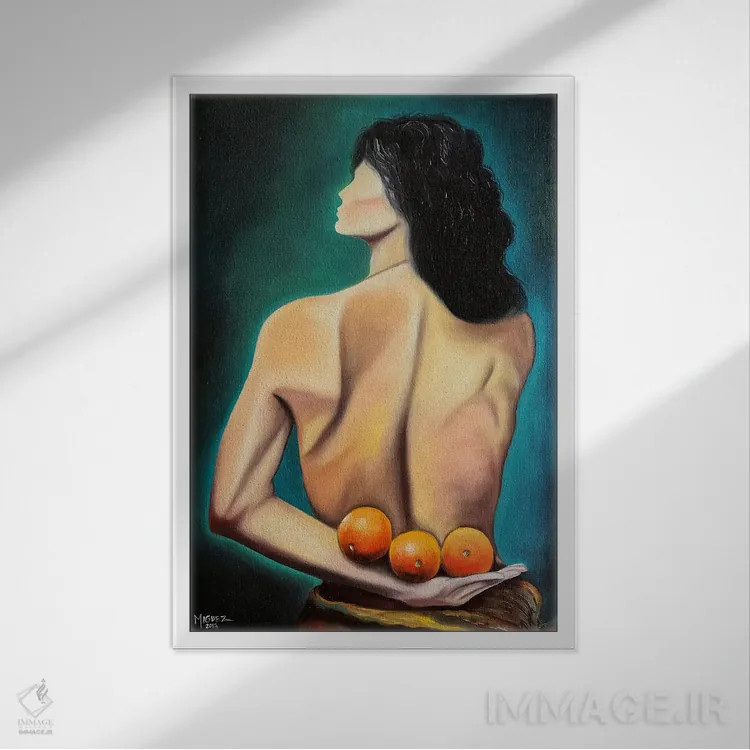تابلو دکوراتیو سه پرتقال اثر دیکسی میگز - نمای قابدار سفید