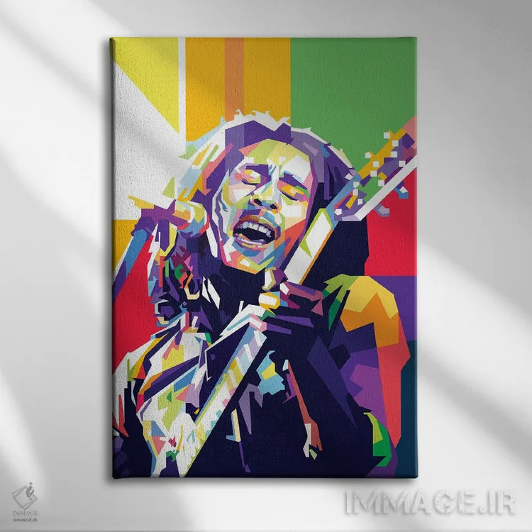 تابلو دکوراتیو باب مارلی ۲ اثر دایات بانگای - نمای روبهرو روی دیوار
