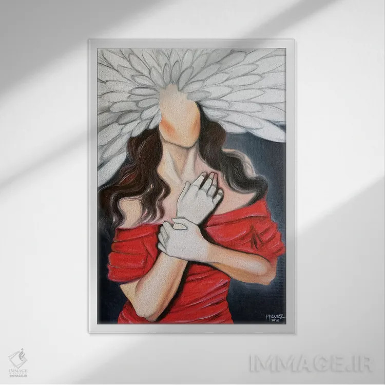 تابلو دکوراتیو بانوی گل سفید اثر دیکسی میگز - نمای قابدار سفید