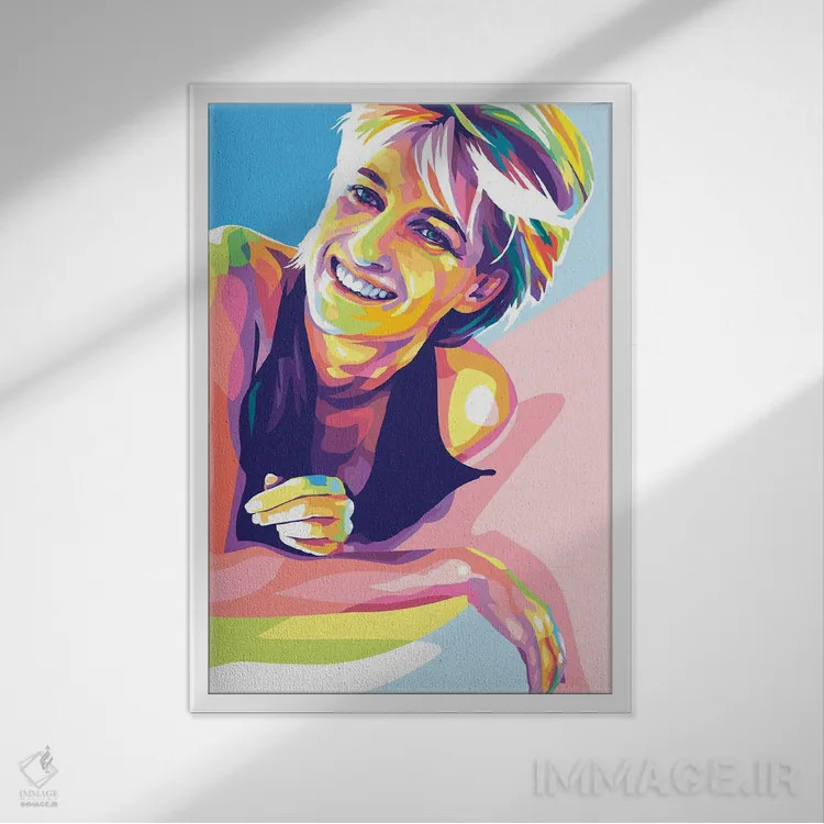 تابلو دکوراتیو پرنسس دایانا اثر دایات بانگای - نمای قابدار سفید