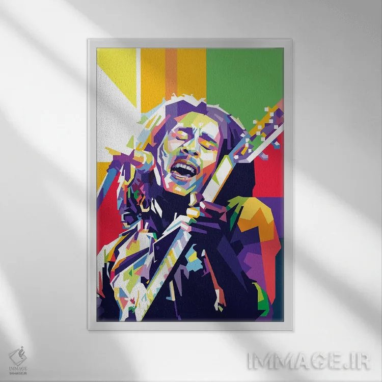 تابلو دکوراتیو باب مارلی ۲ اثر دایات بانگای - نمای قابدار سفید