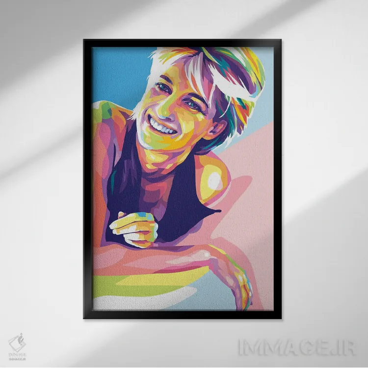 تابلو دکوراتیو پرنسس دایانا اثر دایات بانگای - نمای قابدار مشکی