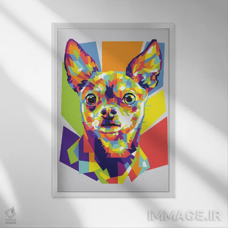 تابلو دکوراتیو چیهواوا اثر دایات بانگای - نمای قابدار سفید