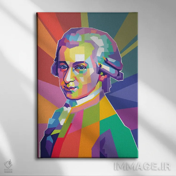 تابلو دکوراتیو ولفگانگ آمادئوس موتزارت اثر دایات بانگای - نمای روبهرو روی دیوار