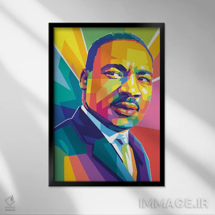 تابلو دکوراتیو مارتین لوترکینگ جونیور ۳ اثر دایات بانگای - نمای قابدار مشکی