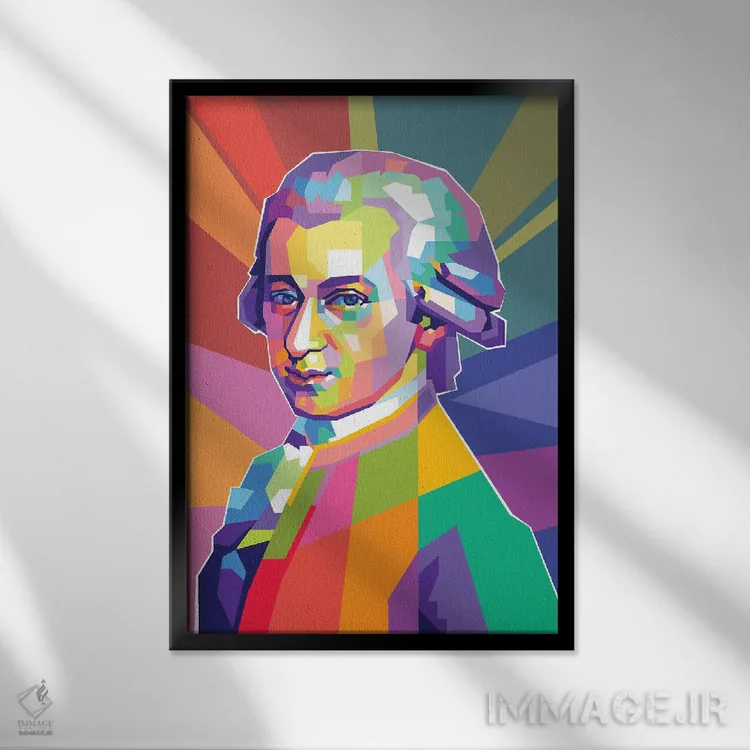 تابلو دکوراتیو ولفگانگ آمادئوس موتزارت اثر دایات بانگای - نمای قابدار مشکی