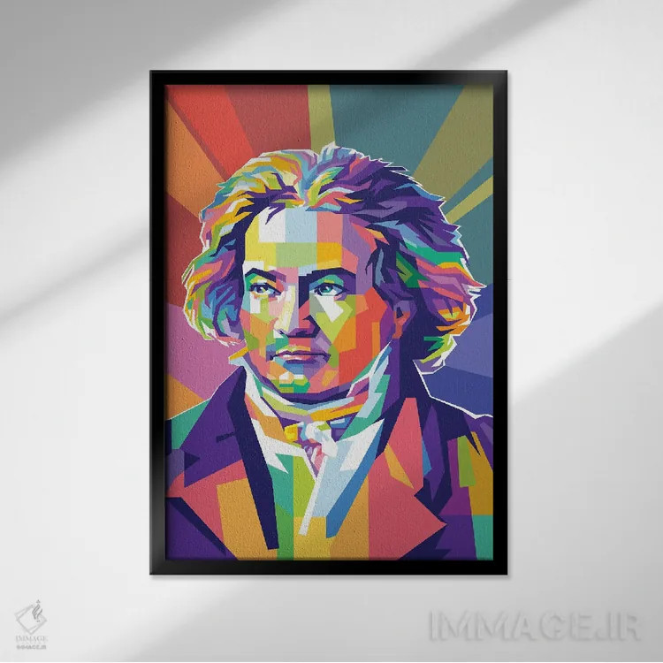 تابلو دکوراتیو لودویگ فان بتهوون اثر دایات بانگای - نمای قابدار مشکی