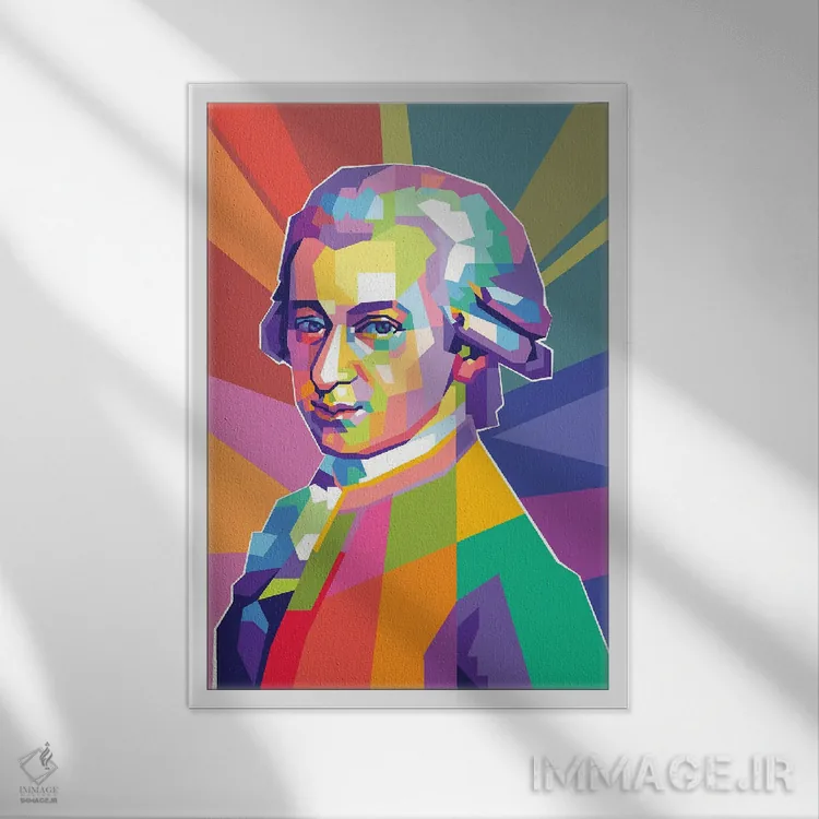 تابلو دکوراتیو ولفگانگ آمادئوس موتزارت اثر دایات بانگای - نمای قابدار سفید