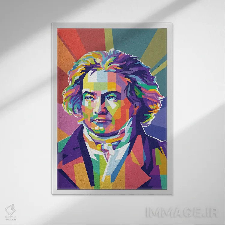 تابلو دکوراتیو لودویگ فان بتهوون اثر دایات بانگای - نمای قابدار سفید