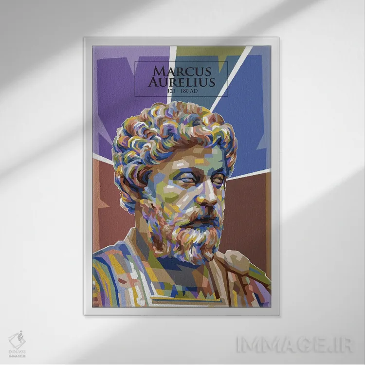تابلو دکوراتیو مارکوس اورلیوس اثر دایات بانگای - نمای قابدار سفید