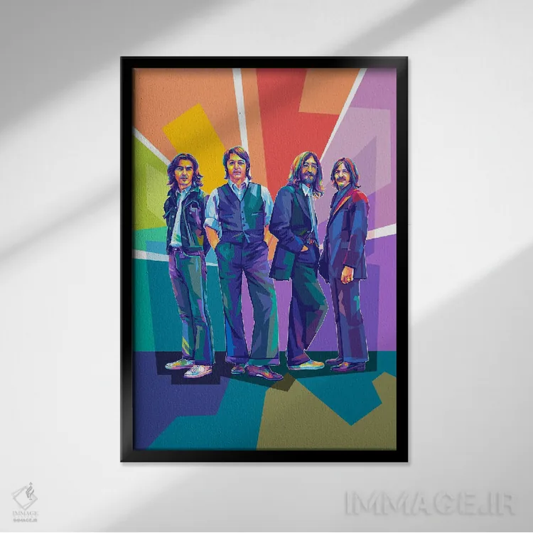 تابلو دکوراتیو روزهای قدیمی بیتلز اثر دایات بانگای - نمای قابدار مشکی