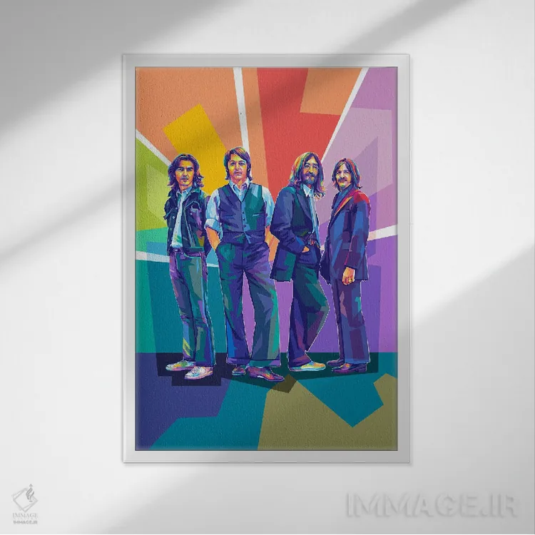 تابلو دکوراتیو روزهای قدیمی بیتلز اثر دایات بانگای - نمای قابدار سفید